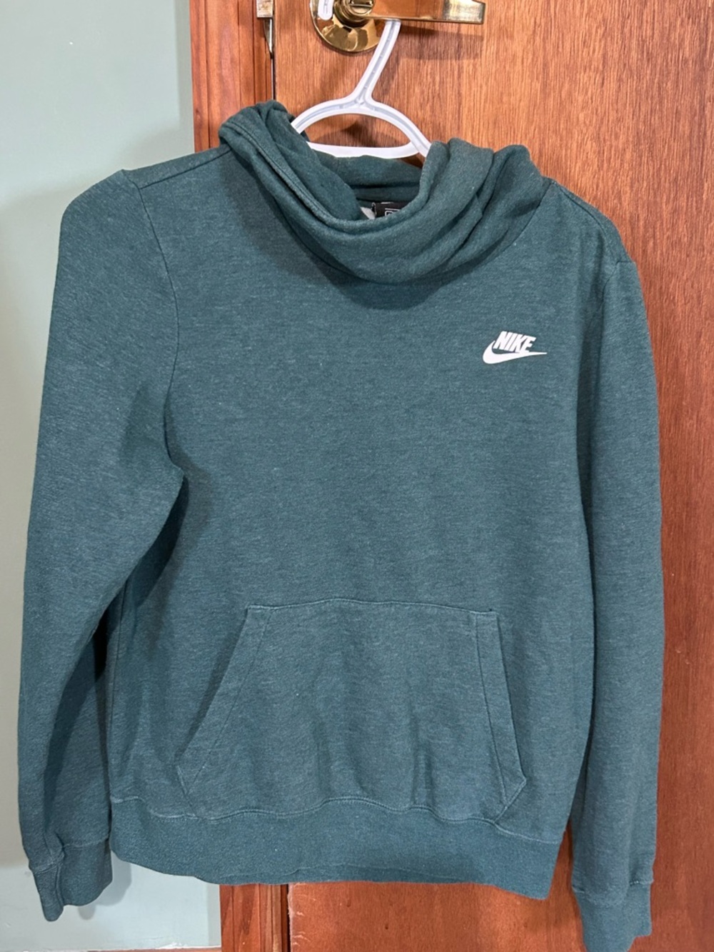Nike Forest Green Cowl Neck Hoodie with White Swoosh Tag